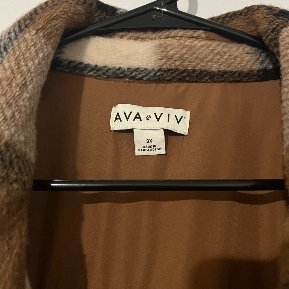 Ava & Viv Plaid Flannel Fleece Shacket‎ Size 3X NWOT - Picture 3 of 7
